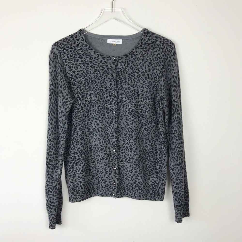Calvin Klein| Wool-Blend Leopard Cardigan (M)